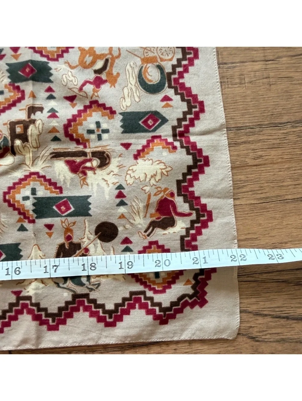 Vintage Native American Inspired Patterned Cotton Scarf